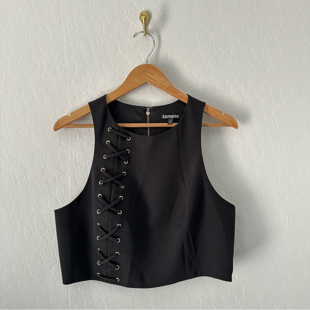 Express Black Lace-Up Women's Crop Top